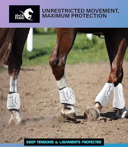HackFond Horse Tendon Boots, Fetlock Boots & Open Front Boots for Jumping, Set of 4, Horse Protection Leg Guard thumbnail 5