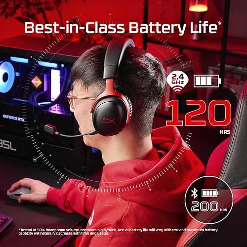 HyperX Cloud III S – Wireless Gaming Headset for Multi-Platform, 2.4GHz, Bluetooth, Battery Life up to 120 Hours 2.4GHz / 200 Hours Bluetooth, 53mm Angled Drivers, Detachable Mic – Black thumbnail 2