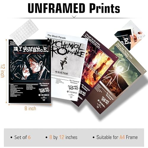 ETULLE My Chemical Romance Poster Rock Band Album Cover Posters for Room Aesthetic HD Print Music Wall Art Girl and Boy Teens Dorm Decor Set of 6 8in x 12in Unframed thumbnail 3