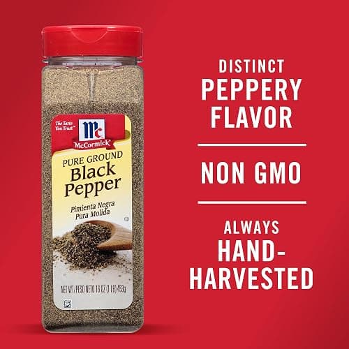 McCormick Black Pepper, Pure Ground, Non GMO, Hand-Harvested, Enjoy Distinctive Pepper Flavor While Cooking & Tableside, 16 oz thumbnail 4