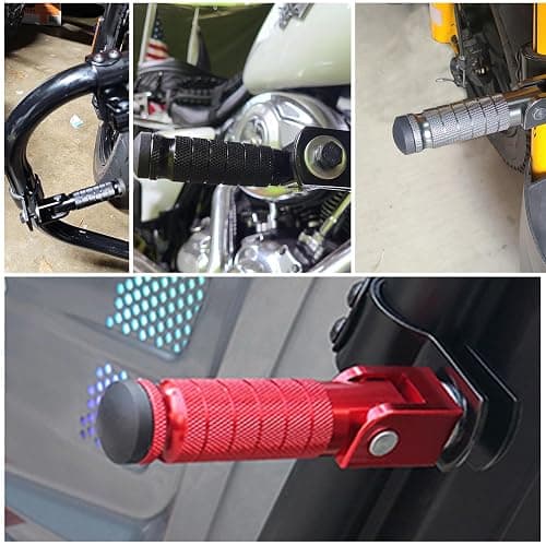 M8 Motorcycle CNC Aluminum 90 Degree Folding Rearsets Folded Motorbike Footrest Bicycle Footpegs Foot Pegs Pedal Universal (Purple) thumbnail 6