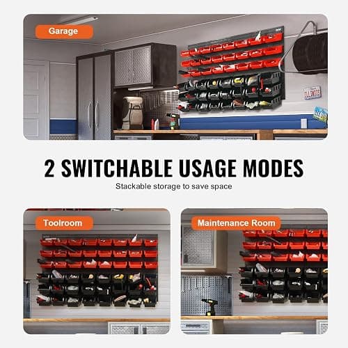 VEVOR 48-Bin Wall Mounted Storage Bins Parts Rack Organizer Garage Shop Tool Organizer for Screws, Nuts, Bolts, Nails, Beads, and Small Hardware Parts, With Wall Panels thumbnail 8