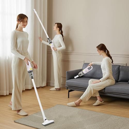 TROURAY Handheld Vacuum Cleaner,Ultra-Lightweight Mini Portable Vacuums for Home, 6 in 1 Stick Vac Cleaners for Car,Pet Hair(White Cordless) thumbnail 2
