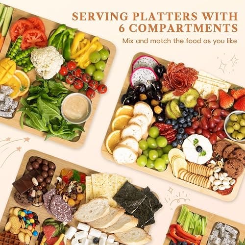2-in-1 Charcuterie Board with Lid, Large Cutting Board for Kitchen, Travel Portable Bamboo Cheese Board, Covered Serving Tray, House Warming Birthday Gifts for Her Him Women Men Mom Dad thumbnail 4