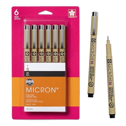 Sakura Pigma Micron Fineliner Pens - Archival Black Ink Pens - Pens for Writing, Drawing, or Journaling - Black Ink - 05 Point Size - 6 Pack - Image 1