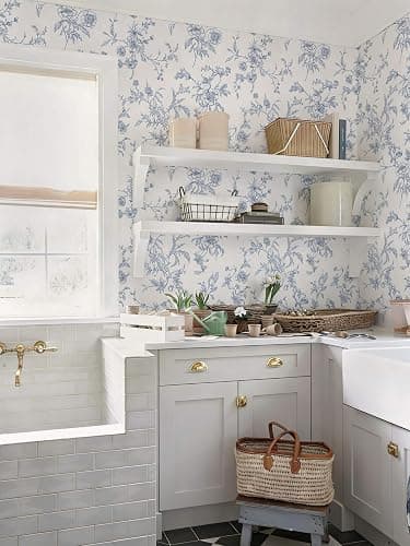 Ismoon Peel and Stick Wallpaper Floral Vintage Stick on Wall Paper Blue and White Contact Paper for Cabinet French Textured Removable Self Adhesive Wallpaper Vinyl for Bedroom Wall Deco 17.3 x 78.7in thumbnail 7