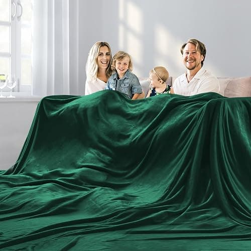 Oversized Blanket 120x120 Inches, Giant Huge Companion for Bed, Sofa, Travel and Camping, Extra Large Big Soft Blanket Fits The Whole Family and Outdoor Campaign, Forest Green - Image 1