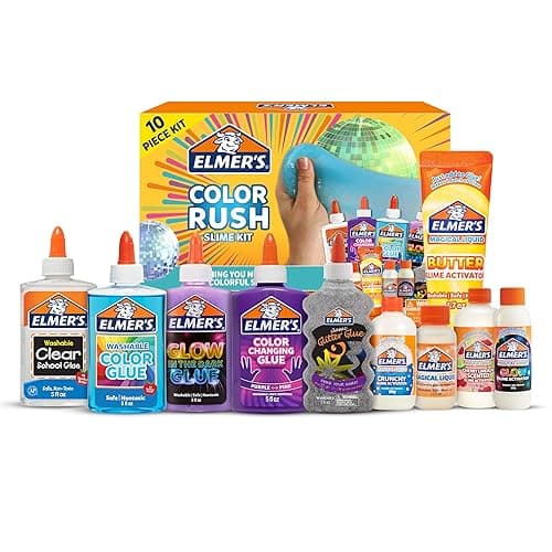 Elmer's Color Rush Slime Kit, Includes Liquid Glue, Activator, Makes Color Changing, Glow in The Dark, Butter Slime and More, 10 Piece Set - Color Rush Slime Kit - Image 1