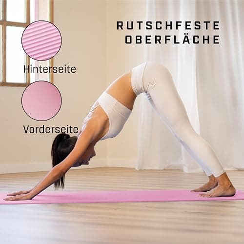 KG PHYSIO Yogamatte Rutschfest & Gepolstert - Yoga Matte mit Tragegurt, Fitnessmatte, Sportmatte Dicke 8mm, Gymnastikmatte, Gym Matte, Pilates Matte, Fitness Matte, 183x60cm thumbnail 4