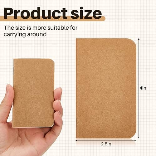 Outus 36 Pcs Pocket Notebook Mini Journal 2.5" x 4" Kraft Paper Mini Notepad Bulk Softcover Pocket Notepad Memo Diary Subject Notebooks for Student Travel School (Brown,Blank Cover) thumbnail 3