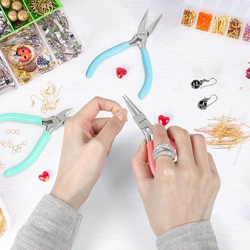 WORKPRO Jewelry Pliers Set, 3 Pack Jewelry Making Tool Kit Includes Mini Needle Nose Plier/Chain Nose Plier, Round Nose Plier and Wire Cutter for Jewelry Repair, DIY Crafts, Jewelry Making Supplies thumbnail 2
