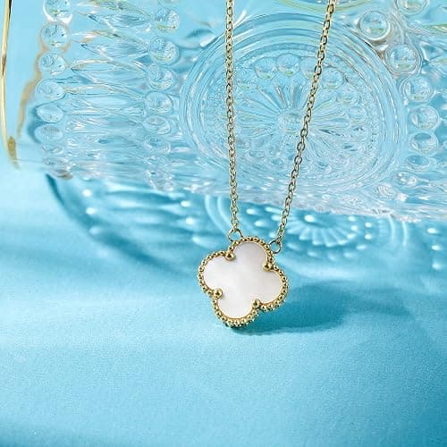 Lucky Clover Necklace For Women Girls, 18K Gold Plated Cute Fashion Simple Girls Titanium Steel Hypoallergenic Pendant, Titanium Steel, No Gemstone thumbnail 6