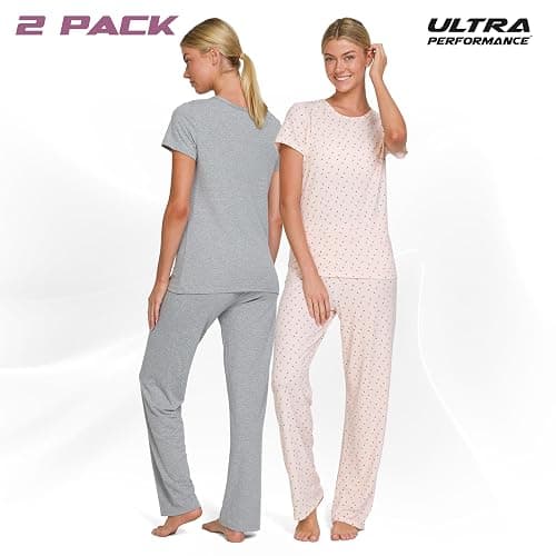 Ultra Performance 2 Pack Womens PJ Pajama Sets PJ’s Pajamas Pants Set's Ladies Soft Lounge Pjs Pajama’s For Women Set thumbnail 2