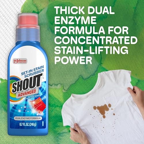 Shout Advanced Stain Remover Gel for Clothes Laundry, Ultra Concentrated Gel with Built-in Scrubber Brush for Deep Set-In stains, 8.7oz thumbnail 3