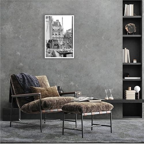 Vintage Girl Reading Newspaper Poster Eiffel Tower View Canvas Wall Art Retro Black And White Feminist Room Aesthetic Prints Painting For Home Bedroom Dorm Apartment Wall Decor 12x16in Unframed thumbnail 5