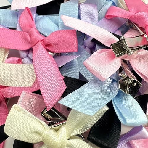 30 Pcs Hair Bows for Women, 6 Colors Mini Bowknot Ribbon Barrettes Hair Clips, Cute Bows for Girls Hair Accessories (Purple,Blue,Rose,Black,Pink,Beige) thumbnail 3