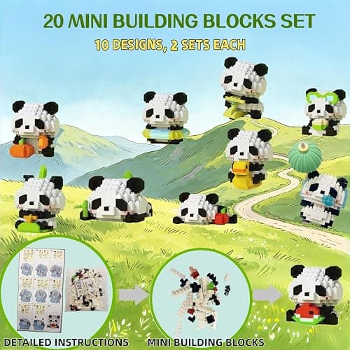 LNCHENQI 20 Pack of Animal Panda Party Mini Building Set, Goodie Bag Fillers, Suitable for Birthdays, Easter, Christmas, Valentine's Day, for Adults or Teenagers Aged 14+ thumbnail 4