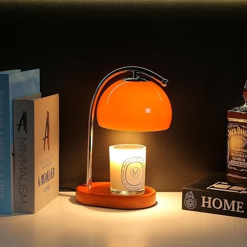 FCTWAKS Mid Century Orange Glass Candle Warmer Lamp with Timer & Dimmer, Mothers Day Birthday Gifts for Women Mom, House Warming Gifts New Home, Wax Warmer Lamp for Bedroom Decor with 2 Bulbs thumbnail 6