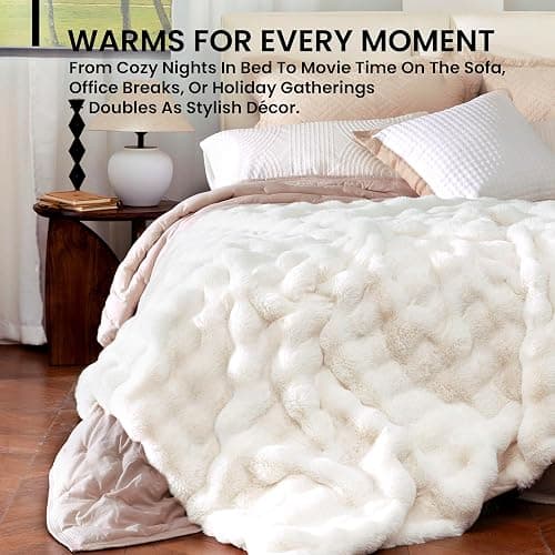 Electric Heated Blanket for Girls & Women, Soft & Luxurious, Faux Rabbit Fur Heating Throw Blankets, 6 Heat Settings, Overheat Protection, Quick Heating, Memory Function, Gift-Ready Design, 50"x60" thumbnail 2