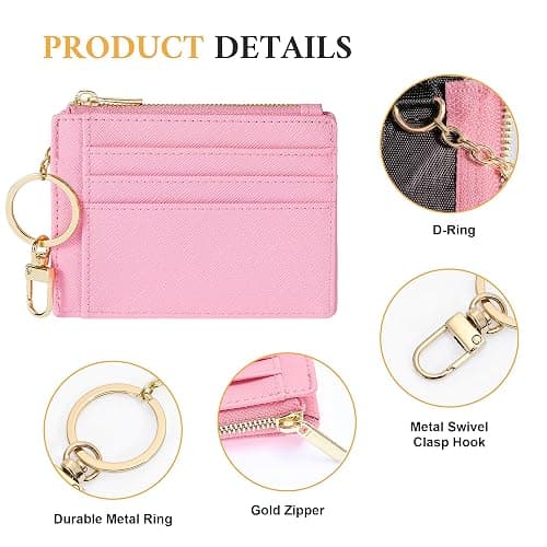 Sodsay Card Case Slim Front Pocket Wallet for Women Credit Card Holder with Keychain thumbnail 3