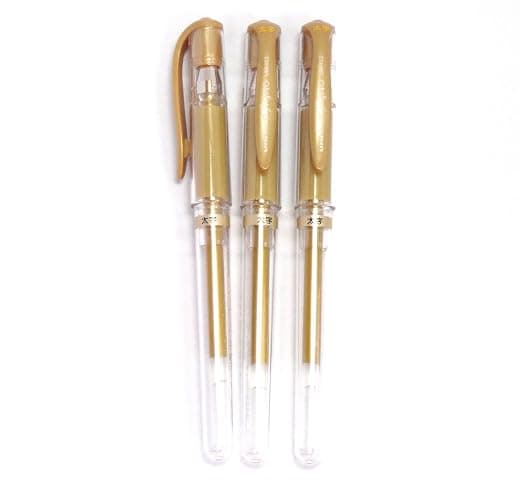 Uni-Ball Signo Broad Point Gel Impact Pen Gold Ink, 1.0mm, 3 pens per Pack (Japan import) [Komainu-Dou Original Package] - Image 1