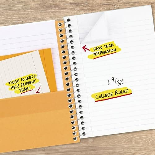 Five Star Spiral Notebook, 1 Subject, College Ruled Paper, 4-3/8" x 7", Small Size, 80 Sheets, Fights Ink Bleed, Water Resistant Cover, White (450048E) thumbnail 6