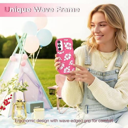 CASBST Compatible with Galaxy A15 5G Phone Case for Women Girls, Curly Wavy Frame with Cute Pattern, Aesthetic Slim Soft Silicone TPU Bumper Shockproof Phone Case for Samsung A15 - Tropical Hibiscus thumbnail 4