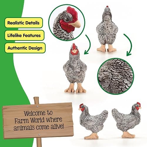 Schleich Farm World - 2" Plymouth Rock Chicken Toy for Kids. Realistic, Hand-Painted Farm Animal Toys for Boys and Girls. Fun Figure for Screen-Free Learning for Children and Toddlers Ages 3+ 13997 thumbnail 4