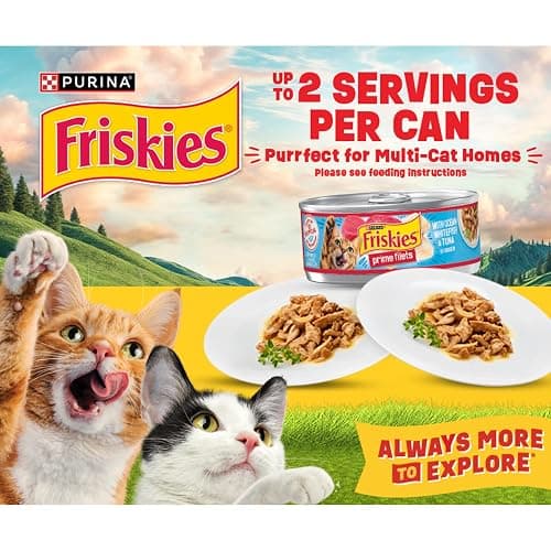 Purina Friskies Prime Filets Cat Food Variety Pack, 40 Pack 5.5 oz Cans | Surfin' and Turfin' wet cat food favorites in a savory gravy, made with real meat, poultry and seafood thumbnail 10
