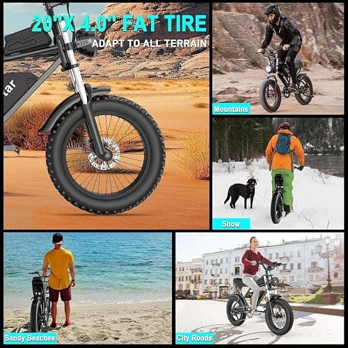 Electric Bike for Adults Q20, 2000/1500W, 37/30MPH,52V 40AH,48V/20AH E-Bike,30-180 Miles Electric Motorcycle, 20" Fat Tire Dirt Bike, UL2849 All Terrain for Mountains, Snow, Sand, Road thumbnail 4
