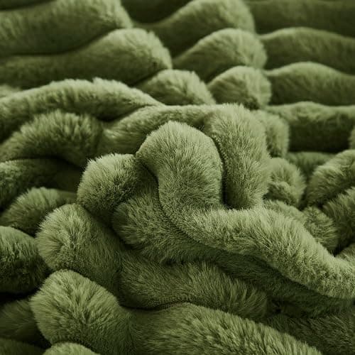 JAUXIO Faux Fur Fluffy Body Pillow Cover Luxury Textured Vertical Stripe Plush Decorative Body Pillowcase, Ultra Soft and Cozy Zipper Closure 21 x 54 Inches, Sage thumbnail 5