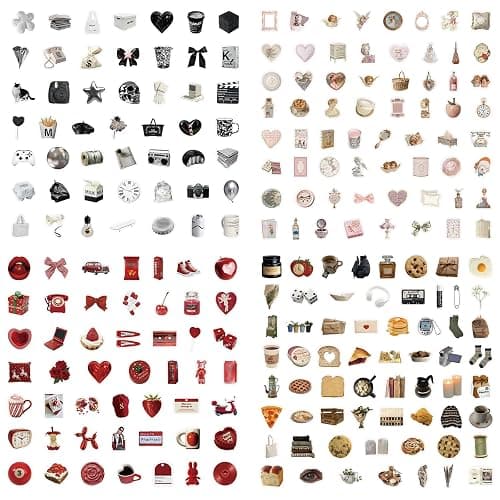 HJZHII 226 Stück Sticker Aesthetic,Deko Aesthetic Sticker,Ästhetische Vinyl Scrapbook Stickers Journal Y2K Accessoires Ästhetik Set Vintage Zubehör Wasserfestes Papier Aufkleber Scrapbooking Tägliche thumbnail 3
