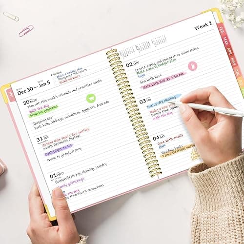 Forvencer 2025 Planner, Hardcover Weekly and Monthly Planner, January 2025 - December 2025, 8.5" x 11", Spiral Calendar Planner with Tabs, Exquisite Daily Organizer Notebook with Inner Pocket, Agenda Journal for Office Home School, A4 Size, Pink - Pink - 8.5" x 11" thumbnail 7