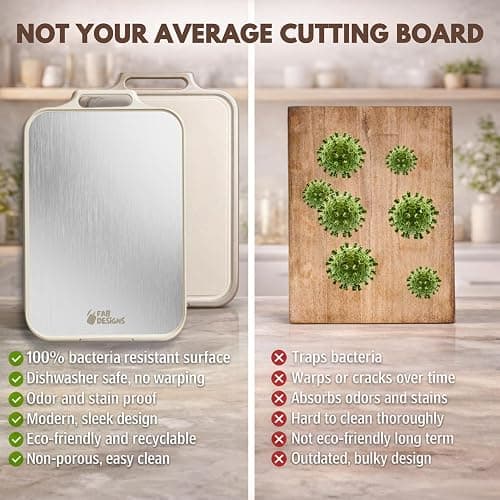 Stainless Steel Cutting Board, Double Sided Steel Cutting Boards for kitchen, Non Toxic Stainless Steel/Wheat straw pp Large size for meat,17 * 11 Inch,Dishwasher Safe,luxury style Aesthetic chopping thumbnail 5