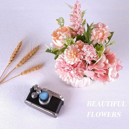 Artificial Potted Flowers Pink, Small Ceramic Vase Fake Flower Plants Desktop Decoration Indoor for Home and Office, Faux Flowers Hydrangea Decora for Table,Bookshelf,Bedroom,Living Room,Party.(Pink) - Pink thumbnail 5