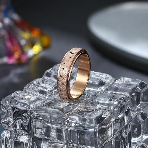 Diamday Anneaux Spinner pour Stress et Anxiété - Fidget Band en Acier Inoxydable avec Finition Sable Blast - Rouleaux Anti Stress pour Femmes et Hommes thumbnail 7