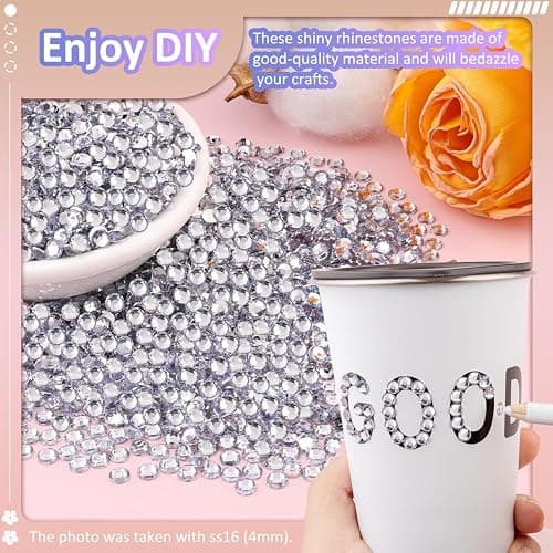 6000Pcs 3mm Resin Rhinestones with 1Pcs 10ml B7000 Jewelry Glue for Crafting, Clear Large Amount Flatback Gems, Bedazzling Crystal Bulk for DIY Crafts Clothing Tumblers Shoes Nail Art Fabric thumbnail 4