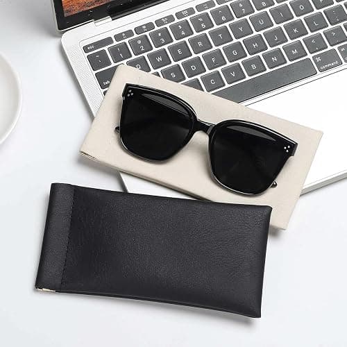 Sightor Sunglass Case, 2 Pcs Soft Eyeglass Cases for Women Portable Squeeze Top Leather Glasses Pouch thumbnail 4