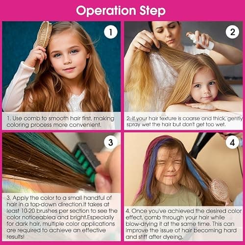 New Hair Chalk Comb Temporary Hair Color Dye for Girls Kids, Washable Hair Chalk for Girls Age 4 5 6 7 8 9 10-12 Birthday Christmas New Year Cosplay Hair DIY Party thumbnail 5
