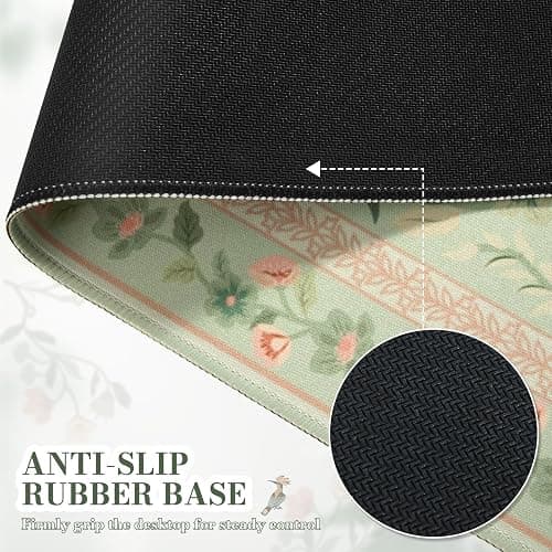 iCasso Desk Mat for Keyboard and Mouse, Large Mouse Pad, Desk Pad Mat, Anti-Slip Big Mousepad with Stitched Edges for Computer Desktop(Light Green) thumbnail 4