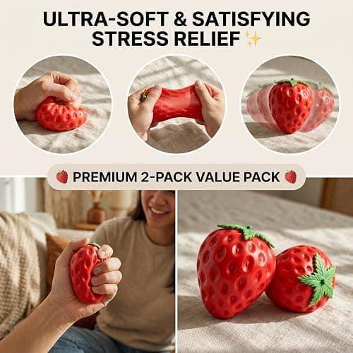 2Pcs Giant Strawberry Squishy, Jumbo Squishy Strawberry Toy, Big Taba Squishy Strawberry, Realistic Strawberry Stress Ball, Squishy Toy Fruit Ball, Slow Rise Office Desk Toy, Party Favors Gifts thumbnail 4