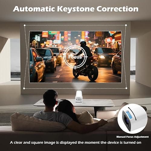 WellSonic Mini Projector with Wifi and Bluetooth, Build-in Android 14, Portable Projector Outdoor&Ceiling Use, Auto Keystonet&270°Rotatable, 200 Ansi, 4k Home Thearter Movie Projector for HDMI USB thumbnail 5