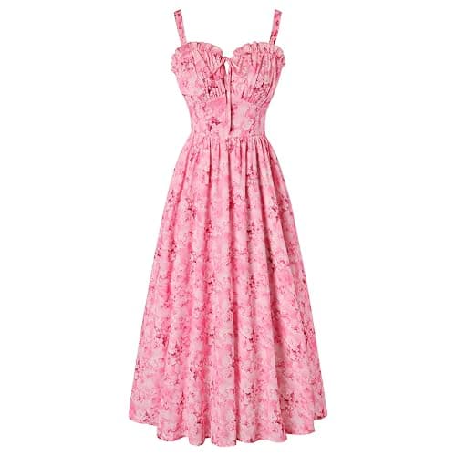 Scarlet Darkness Summer Dresses for Women 2026 Floral Corset Dress Long Milkmaid Dress with Pocket - Image 1