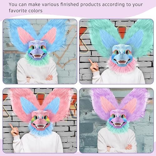 Seenelling 13 Pcs DIY Dino Mask Kit Hard Plastic Dinosaur Mask Furry Therian Dino Costume Kit Animal Dinosaur Party Costume thumbnail 4