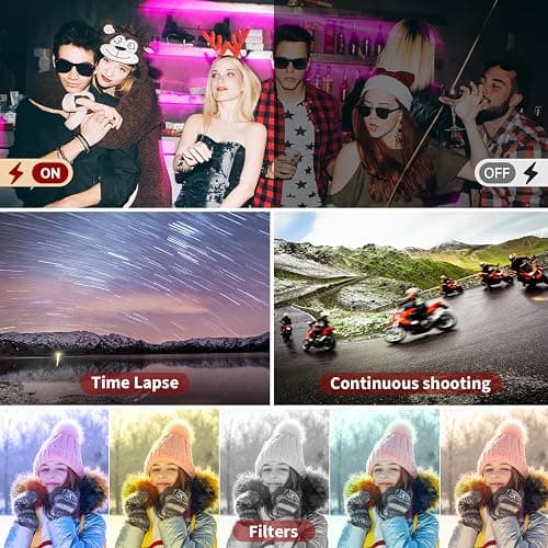 4K Digital Camera for Photography and Video, Autofocus Anti-Shake 48MP Vlogging Camera for YouTube, 3'' 180°Flip Screen Camera with Flash 16X Zoom, Digital Camera with 32GB Card Battery Charger - Black thumbnail 6
