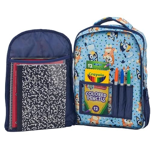 AI ACCESSORY INNOVATIONS Bluey & Bingo Backpack for Girls & Boys, Multi Pocket Bookbag with Adjustable Shoulder Straps & Padded Back, Blue thumbnail 4