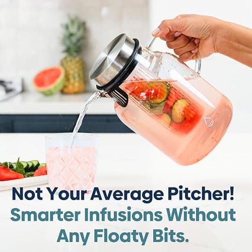 Infusion Pro Glass Fruit Infuser Water Pitcher, 2 Qt | Heat Resistant for Hot/Cold Use, Iced Tea Pitcher, Tranquil Collection thumbnail 5