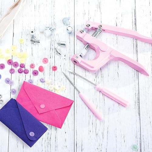 Plastic Snap Fastener Kit, Plastic and Metal Snap Buttons with Snaps Pliers Set, 270 Sets Resin and Metal Snap Buttons for Sewing and Crafting (Pink) thumbnail 2