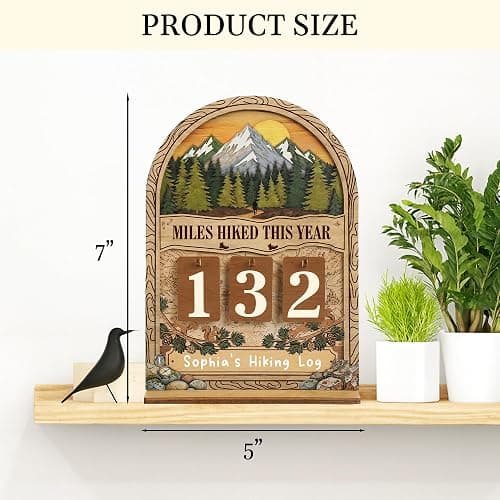 Personalized Miles Hiked This Year Tracker Sign, Custom Wooden Hiking Log Counter, Unique Hiking Gifts for Men Women, Cool National Park Gifts for Hikers, Adventurers, Outdoor Enthusiasts, Adventure Trail Decor thumbnail 3
