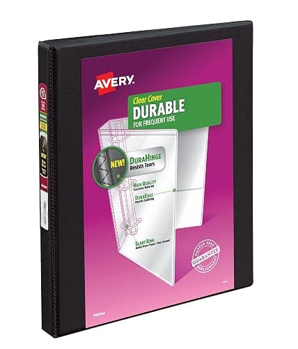 Avery Durable View 3 Ring Binder, 1/2 Inch Slant Rings, 1 Black Binder (17001) - Image 1